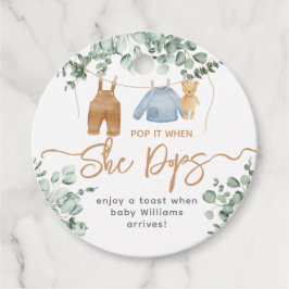 緑のユーカリ我々は赤ちゃんシャワーを待つことができる フェイバータグ