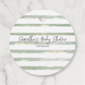 緑のユーカリ我々は赤ちゃんシャワーを待つことができる フェイバータグ (裏面)