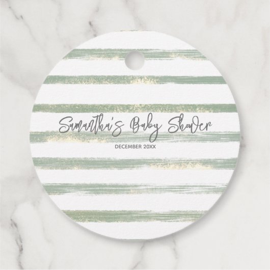 緑のユーカリ我々は赤ちゃんシャワーを待つことができる フェイバータグ (裏面)