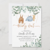 緑のユーカリ我々は赤ちゃんシャワーを待つことができる 招待状 (正面)