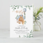 緑のユーカリ我々は赤ちゃんシャワーを待つことができる 招待状 (スタンド正面)