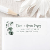 緑のユーカリ手書きスクリプトアドレス ラベル (インサイチュ)