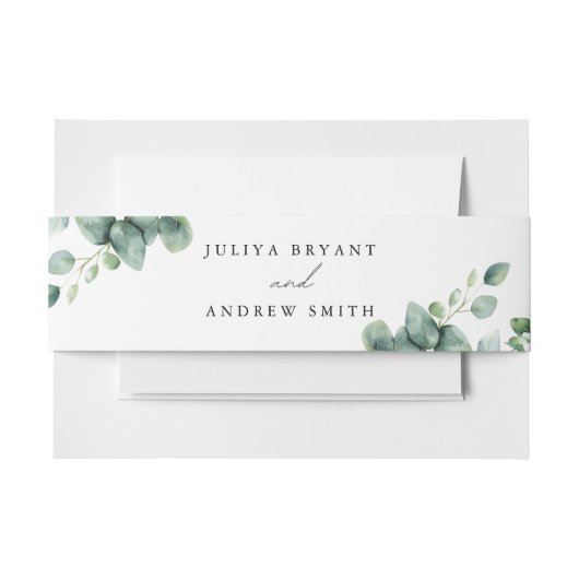 緑のユーカリ文字 招待状ベリーバンド (正面例)