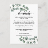 緑のユーカリ書結婚道の詳細 エンクロージャーカード (正面)