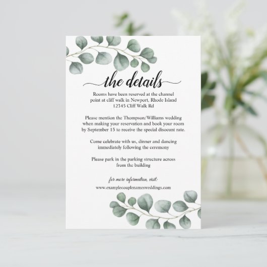 緑のユーカリ書結婚道の詳細 エンクロージャーカード (スタンド正面)