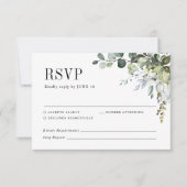緑のユーカリ植物優雅な結婚式 出欠カード (正面)