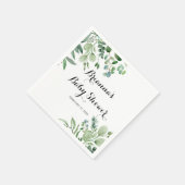 緑のユーカリ植物葉の赤ちゃんシャワー スタンダードカクテルナプキン (角)