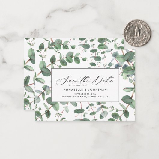 緑のユーカリ植物葉を予算に計上モダンする ノートカード (正面/裏面インサイチュ)