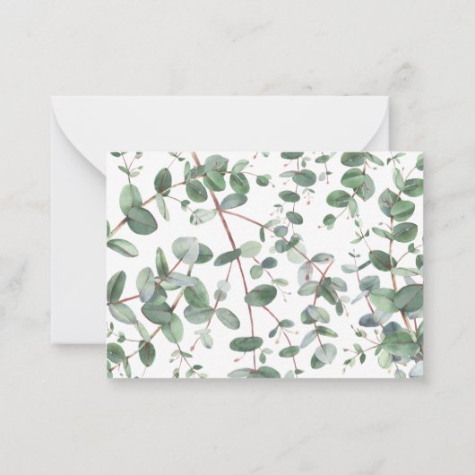 緑のユーカリ植物葉を予算に計上モダンする ノートカード (裏面)