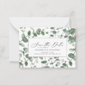 緑のユーカリ植物葉を予算に計上モダンする ノートカード (正面)