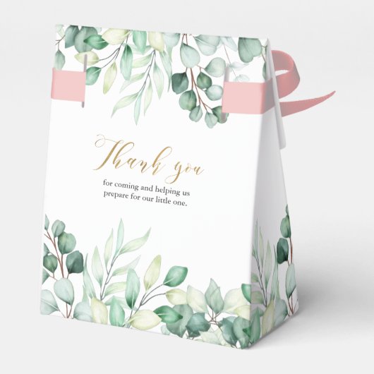 緑のユーカリ甘い感謝の赤ちゃんシャワー フェイバーボックス (裏面サイド)