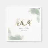 緑のユーカリ男の子の赤ちゃんシャワー スタンダードカクテルナプキン (正面)