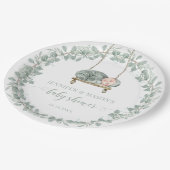 緑のユーカリ男女兼用スの赤ちゃん ペーパープレート (アングル)