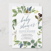 緑のユーカリ男女兼用スの赤ちゃん 招待状 (正面)