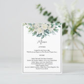 緑のユーカリ白いバラ結婚のメニューカード (スタンド正面)