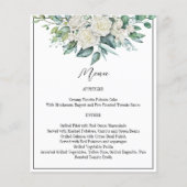 緑のユーカリ白いバラ結婚のメニューカード (正面)