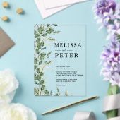 緑のユーカリ素朴プ結婚ス アクリル招待状 (インサイチュ (ウェディング))