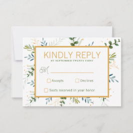 緑のユーカリ結婚の葉 出欠カード