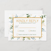 緑のユーカリ結婚の葉 出欠カード (正面/裏面)