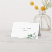 緑のユーカリ結婚プス結婚ト プレイスカード (裏面)
