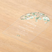 緑のユーカリ結婚プス アクリル招待状 (レイダウン)