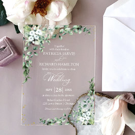 緑のユーカリ結婚プス アクリル招待状