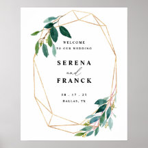 緑のユーカリ結婚プタスの歓迎の結婚サイン