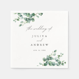 緑のユーカリ結婚プタス スタンダードカクテルナプキン