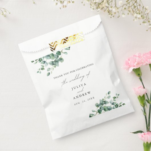 緑のユーカリ結婚プタス フェイバーバッグ (封をした状態)