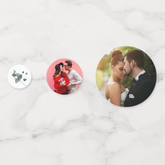 緑のユーカリ結婚プトゥスのテーブルデコール コンフェッティ (正面)