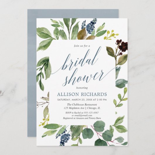 緑のユーカリ緑離れのブライダル 招待状 (正面/裏面)