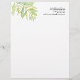 緑のユーカリ葉の花の水彩アート レターヘッド