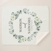 緑のユーカリ葉スグリーンボタニッ結婚クス シェルパブランケット (正面(横))