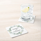 緑のユーカリ葉スグリーンボタニッ結婚クス スクエアペーパーコースター (インサイチュ)