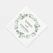 緑のユーカリ葉スグリーンボタニッ結婚クス スタンダードランチョンナプキン (角)