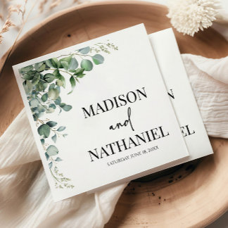 緑のユーカリ葉スグリーンボタニッ結婚クス スタンダードランチョンナプキン