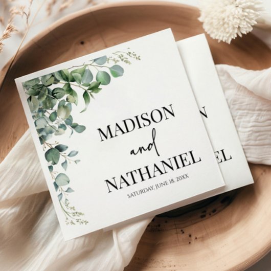 緑のユーカリ葉スグリーンボタニッ結婚クス スタンダードランチョンナプキン