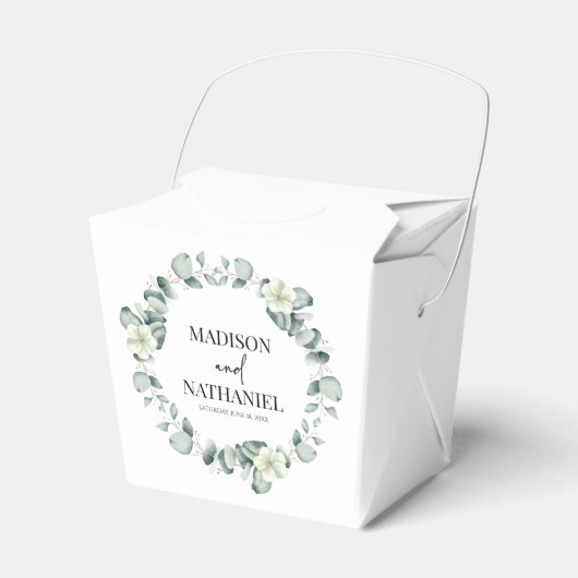緑のユーカリ葉スグリーンボタニッ結婚クス フェイバーボックス (正面サイド)