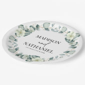 緑のユーカリ葉スグリーンボタニッ結婚クス ペーパープレート (アングル)