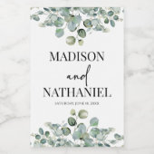 緑のユーカリ葉スグリーンボタニッ結婚クス ワインラベル (シングルラベル)