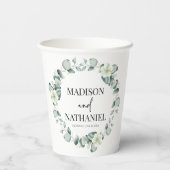 緑のユーカリ葉スグリーンボタニッ結婚クス 紙コップ (裏面)