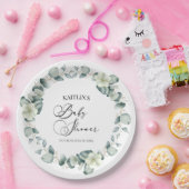 緑のユーカリ葉スボタニカルベイビーシャワー ペーパープレート (パーティー)