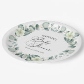 緑のユーカリ葉スボタニカルベイビーシャワー ペーパープレート (アングル)
