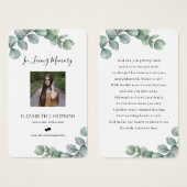 緑のユーカリ葉ス写真祈りの言葉カード (正面&裏面)