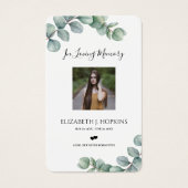 緑のユーカリ葉ス写真祈りの言葉カード (正面)