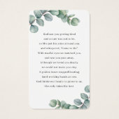 緑のユーカリ葉ス写真祈りの言葉カード (裏面)