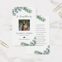 緑のユーカリ葉ス写真祈りの言葉カード