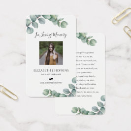 緑のユーカリ葉ス写真祈りの言葉カード