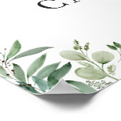 緑のユーカリ葉ス結婚の歓迎サイン ポスター (角)