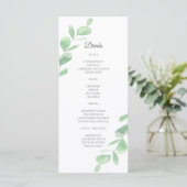 緑のユーカリ葉プス。シンプルの結婚バー メニュー (スタンド正面)
